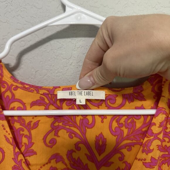 Anthropologie Abel The Label Maya Floral Smocked Midi Hi Low Dress Size Large - Picture 6 of 10